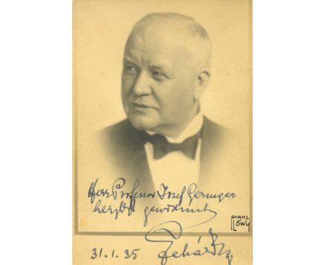 LEHAR FRANZ: (1870-1948) Austrian Composer. Vintage signed and inscribed 3.5 x 5 postcard photograph of Lehar in a head and s
