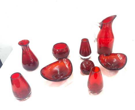 Selection of ruby red glassware 