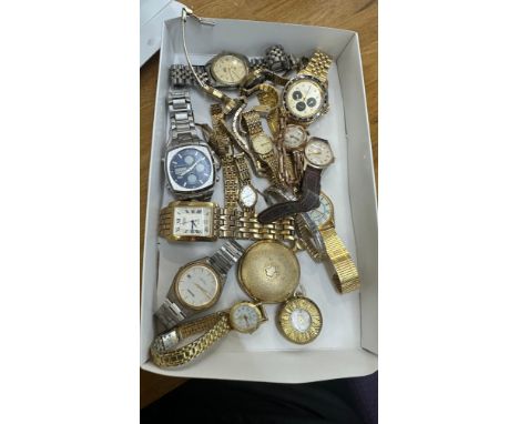 Tray of vintage and later watches, pocket watch includes Rotary, sekonda, Ben Sherman etc 