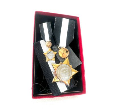 Sudan army LSDO medal - full size and miniature medal struck in silver, in box of issue 