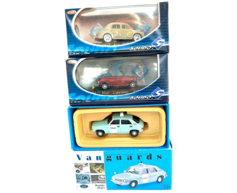 Selection 3 boxed collector car models to include Solido 1537 Mini Cabrilet 1995, Solido 4537 Renault 4cv 1954, Vanguard Poli