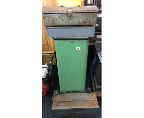 Vintage metal cabinet and tools 