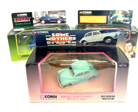 3 Corgi Classic boxed car models to include Mr Beans Mini, Love Joy Morris Minor, Some Mothers Do Ave Em 