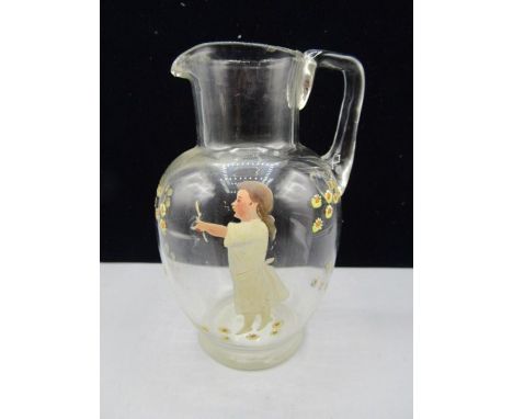 A vintage enamel painted cream jug