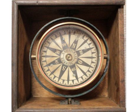 An oak cased ship's compass, early 20th century