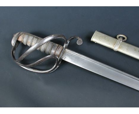 A Victorian Light Cavalry Officer's Sword, the undecorated blade within shaped scabbard  