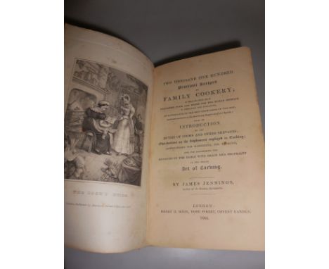 JENNINGS (James) Two Thousand Five Hundred Practical Recipes in Family Cookery, London 1844, 8vo, illustrations, original clo
