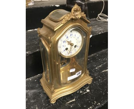 FRENCH ENAMEL FACE MANTLE CLOCK- 36CM