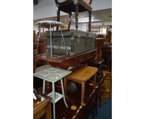 A QUANTITY OF OCCASIONAL FURNITURE, to include oak occasional table, Victorian bar back carver chair, two other Victorian bal