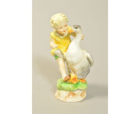 A ROYAL WORCESTER FREDA DOUGHTY NURSERY RHYME FIGURE, 'Goosey Goosey Gander' RW3304, black backstamp