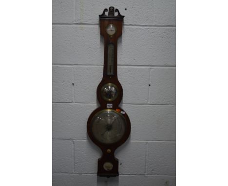 A 19TH CENTURY ROSEWOOD BANJO BAROMETER, height 100cm (losses)
