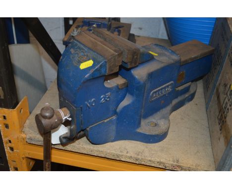 A RECORD NO 23 VICE together with a tub of various hand tools, inc spanners, planers and miscellaneous (2)