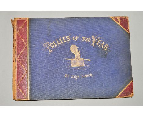 LEECH, JOHN, 'Follies of the Year' first edition, 1844-1864, pub. Bradbury, Evans &amp; Co (some damage to bindings)