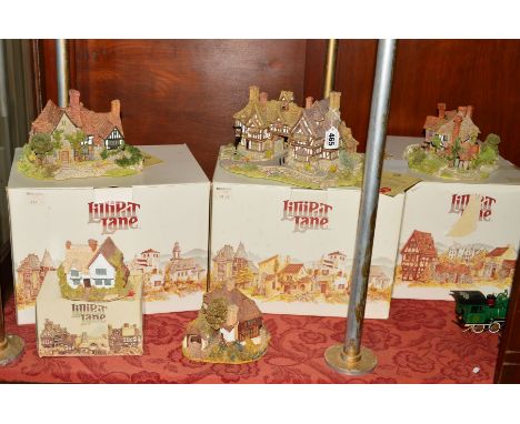 FIVE LILLIPUT LANE SCULPTURES FROM THE SOUTH EAST COLLECTION, boxed 'The Kings Arms' with deeds and leaflet, boxed 'Anne of C