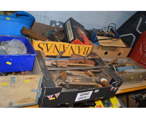 SIX BOXES CONTAINING VARIOUS VINTAGE HAND TOOLS