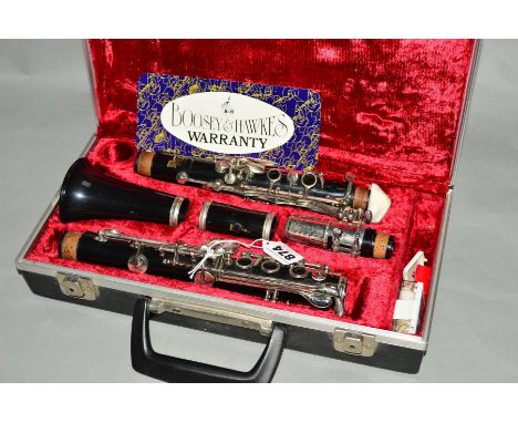 A CASED BOOSEY AND HAWKES CLARINET, serial number 521313