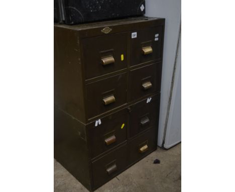 A PAIR OF ART METAL LONDON VINTAGE INDEX FILE CABINETS with four drawers (2)
