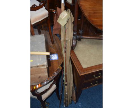 A COLLECTION OF VINTAGE SPLIT CANE FISHING RODS