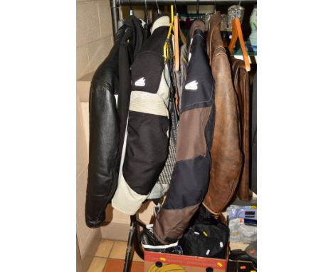 VARIOUS MOTORBIKE LEATHERS (womens and male) etc, including Hein Gericke, a brown 'Bikers Paradise' leather jacket size 16, a