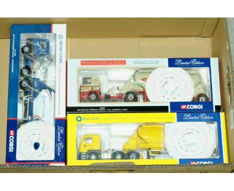 Corgi, a boxed group of 1:50 scale Tanker models to include 75903 Leyland DAF Powder Tanker "W.H. Higgins" and others (see ph