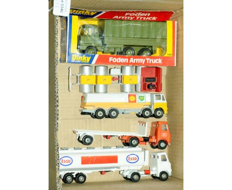 Dinky Toys - a mainly unboxed group of commercial and military vehicles to include Ford Tanker "Esso", a boxed 668 Foden Army