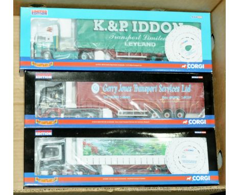 Corgi "Hauliers of Renown" - a group of 1/50 Scale Truck/Trailer models to include CC12924 Scania Topline Curtainside "Westfi