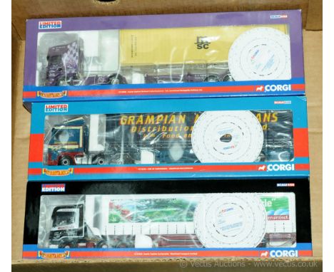 Corgi "Hauliers of Renown" - a group of 1/50 Scale Truck/Trailer models to include CC13233 DAF XF Curtainside "Grampian Macle