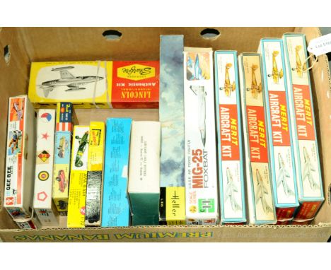 Lindberg, Merit, Revell, Lincoln International and similar, a boxed group of mainly early issue vintage Military Aircraft kit