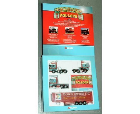 Corgi a boxed CC99130 Set "Pollock Scotland's Finest" which comprises of 3 x Tractor Units together with a Curtainside Traile