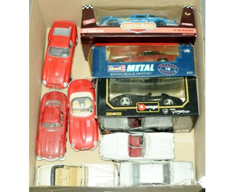 Bburago, Revell &amp; similar - a boxed and unboxed group of 1:18 &amp; similar cars to include a boxed Ertl 7461 STP Grand P