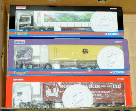 Corgi "Hauliers of Renown" - a group of 1/50 Scale Truck/Trailer models to include CC13226 DAF XF Space Cab Step Frame Curtai