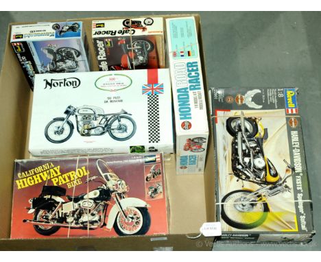 Revell, Airfix &amp; Protar (Italy), a boxed mixed scale plastic Motorcycle kit group to include Revell 1:8 scale 07901 Harle