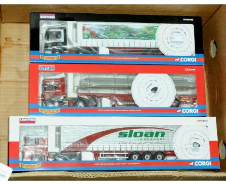 Corgi "Hauliers of Renown" - a group of 1/50 Scale Truck/Trailer models to include CC 13421 MAN TGA Curtainside &amp; Moffett