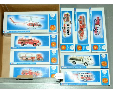 Corgi (Fire Rescue Series) - a boxed fire group to include US52208 E-One Sidemount "Fairfax County", US50802 Seagrave K "Nasa