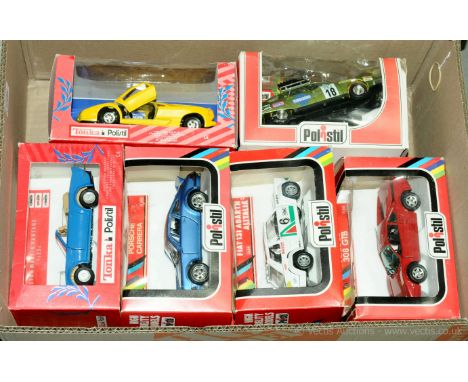 Polistil/Tonka Polistil, a boxed group of 1:25 scale models to include S682 Porsche Carrera, S684 Fiat 131 Abarth Alitalia an