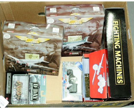 Corgi, Crescent and Solido, a boxed military group to include Corgi Aviation Archive AA47102 (Frontier Airliners) Douglas DC-