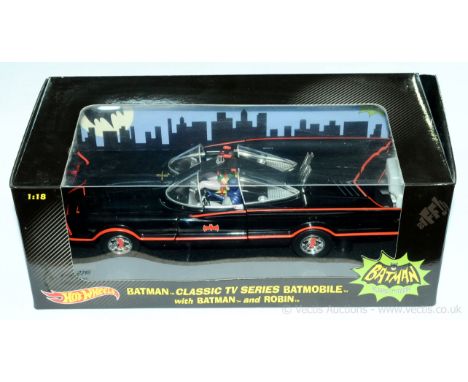 Mattel Hot Wheels - 1:18 Scale DJJ39 Batman classic TV series Batmobile with Batman &amp; Robin. Condition is Near Mint (unch