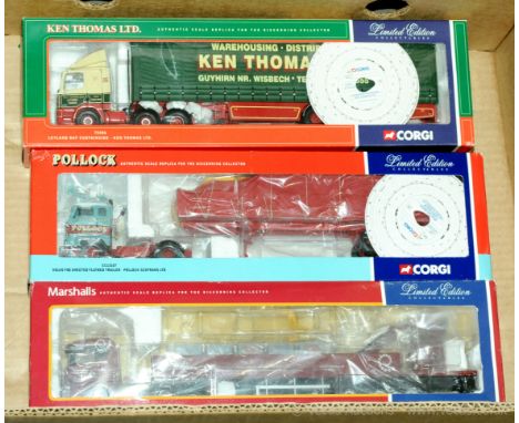 Corgi, a group of 1/50 Scale Truck/Trailer models to include 75406 Leyland DAF Curtainside "Kenny Thomas" and others (see pho