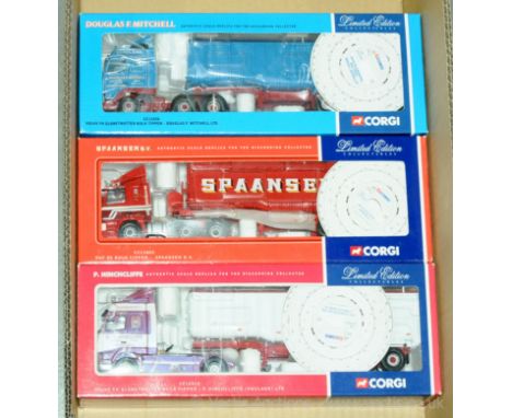 Corgi, a boxed group of 1:50 scale Bulk Tipper models to include CC 11803 DAF 85 Bulk Tipper "Spaansen B.V." and others (see 