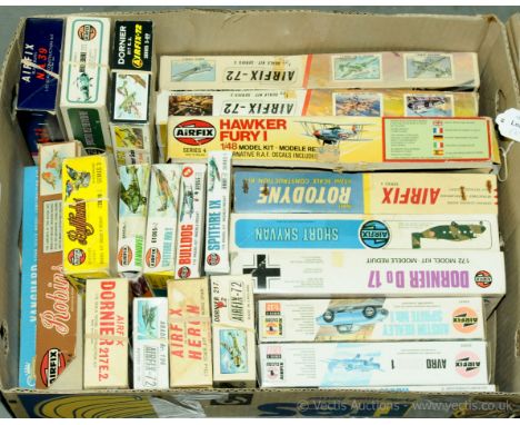 Airfix, a boxed group of mainly early issue vintage kits comprising mainly of Military Aircraft  along with Wildlife Series t