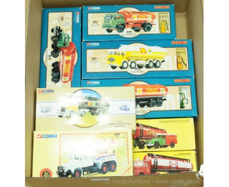 Corgi - a boxed group comprising of mainly tankers to include 97840 Scammell highwayman tanker "Shell BP", 17901 Scammell con