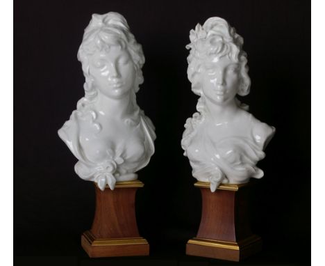 'Night and Day' - A pair of Royal Worcester porcelain busts by Arnold Machin, Limited Edition 213/250 with framed certificate
