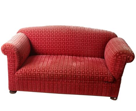 A two seater sofa, recently upholstered , with single drop arm175cm wide