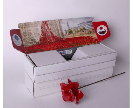 Two ceramic remembrance poppies, Paul Cummins, Limited Edition 2014 'Blood Swept Land and Seas of Red' installation. Boxed wi