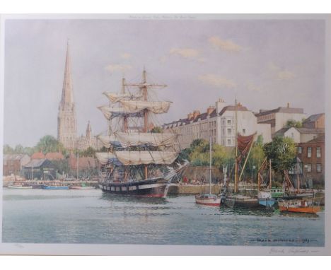 Frank Shipsides MooringsLimited edition coloured print 333/850Signed in pencil lower right35 x 51cm;Together with a further w