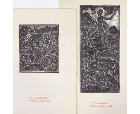 Eric Gill, 2 wood engravings, Christmas cards, Hague & Gill, circa 1930s, largest sheet size 8.5" x 5.5" (2)Light foxing 
