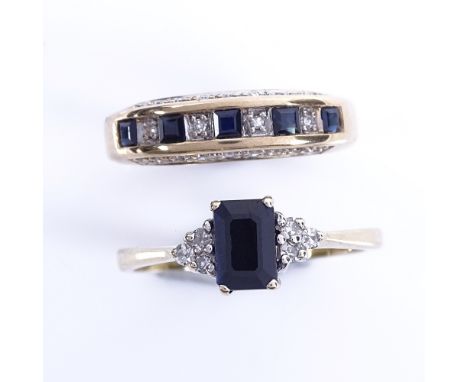 2 9ct gold sapphire and diamond dress rings, sizes I and N, 4.2g total (2)Both in very good original condition, all stones pr