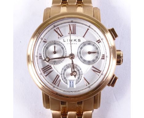 LINKS OF LONDON - a lady's rose gold plated stainless steel and sterling silver Richmond quartz chronograph wristwatch and ba