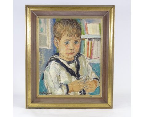 Harry Rutherford (1903 - 1985), oil on canvas, portrait of a boy in a sailor suit, signed, 20" x 16", framedGood condition 