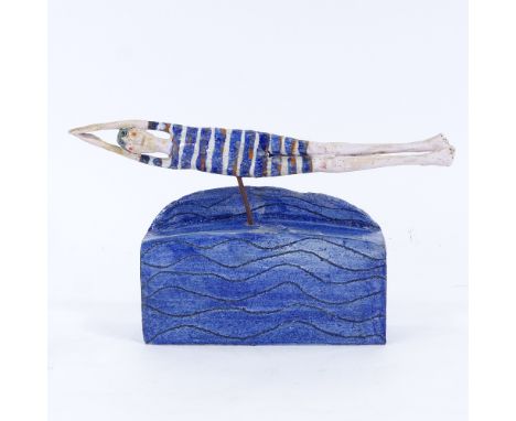 Jane Muir, ceramic sculpture, the swimmer, length 13", height 7.5"Perfect condition 